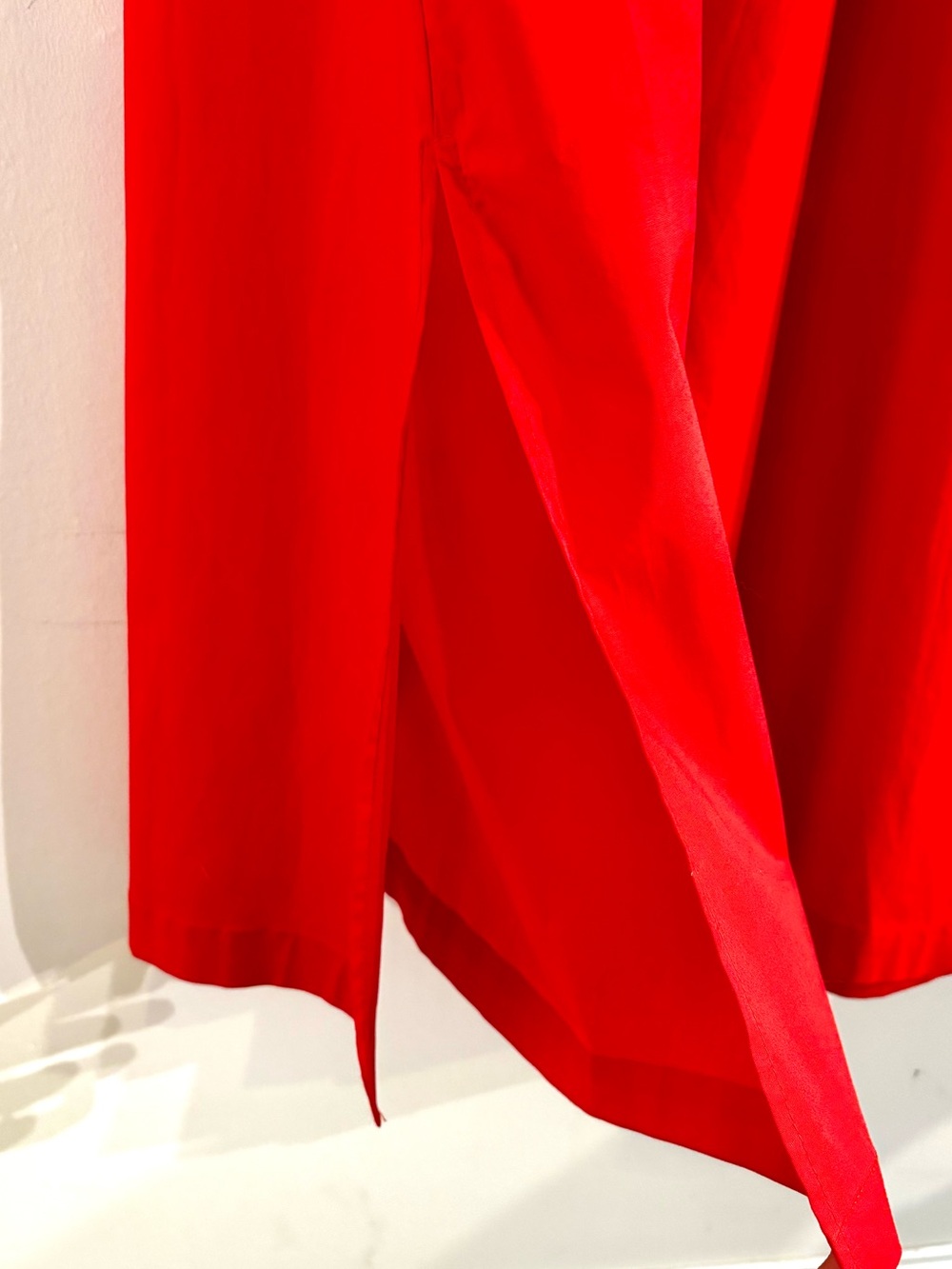 NWT Adrienne Regan Maxi Red Solid Full Button Shirt Dress Large - Picture 5 of 7